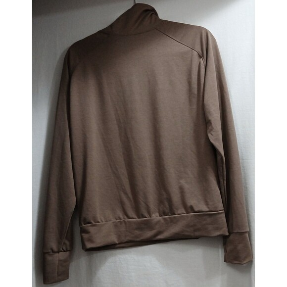Women’s Small Mocha Brown 1/2 Zip Activewear Pullover Top Kangaroo Pocket LNC - Picture 2 of 7